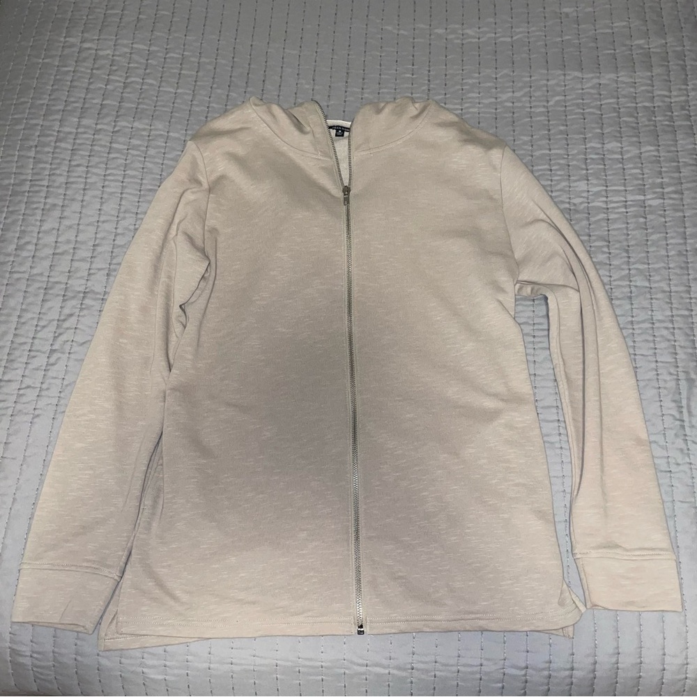 Tan/Beige/Cream Jackson Split Hem Zip-Up Hoodie